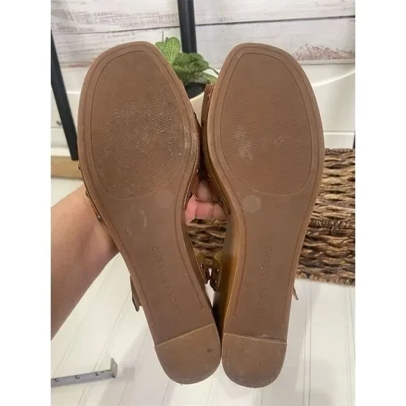Lucky Brand Leather Studded Wedge Sandals - Size 7.5 - Picture 8 of 12
